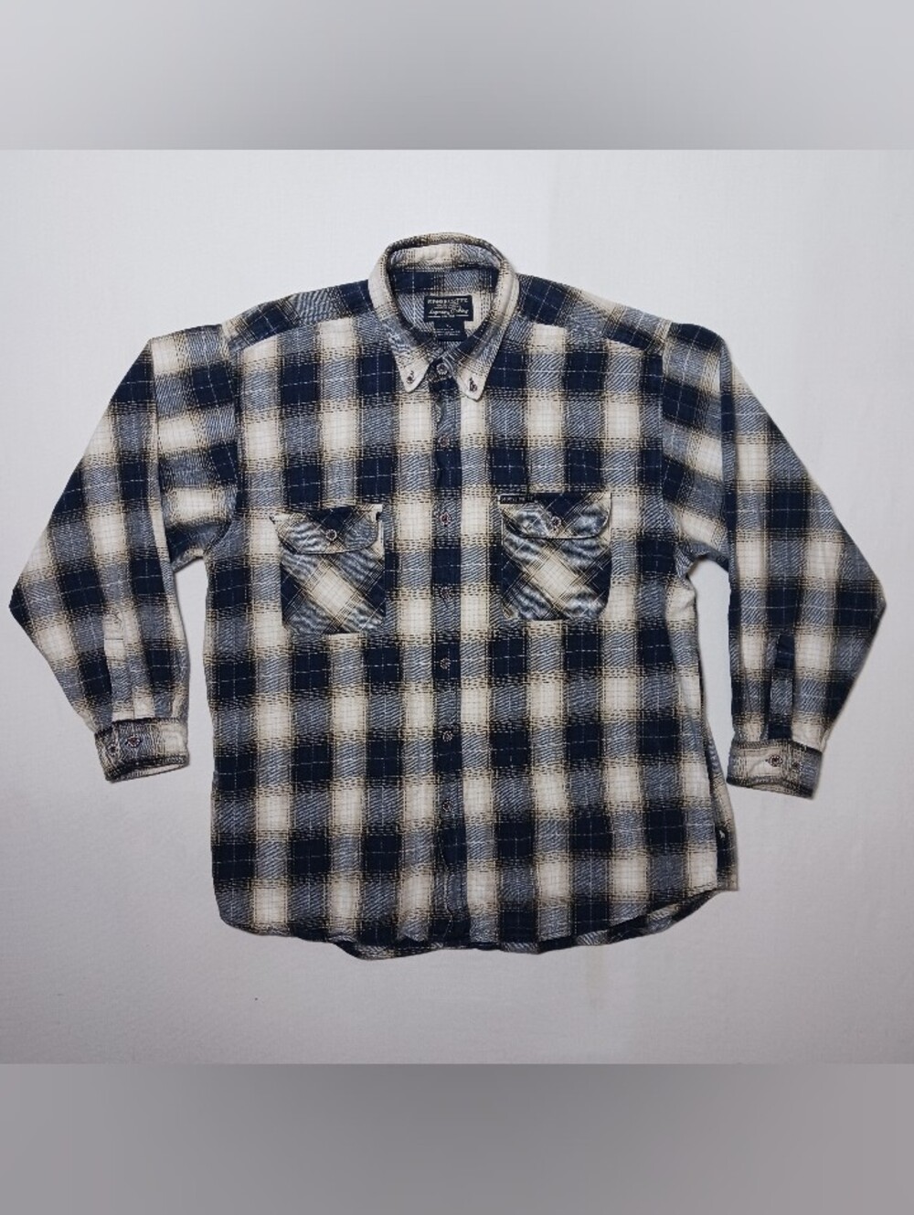 Vintage Moose Creek Mens Heavy Flannel Shirt XL Blue White Plaid